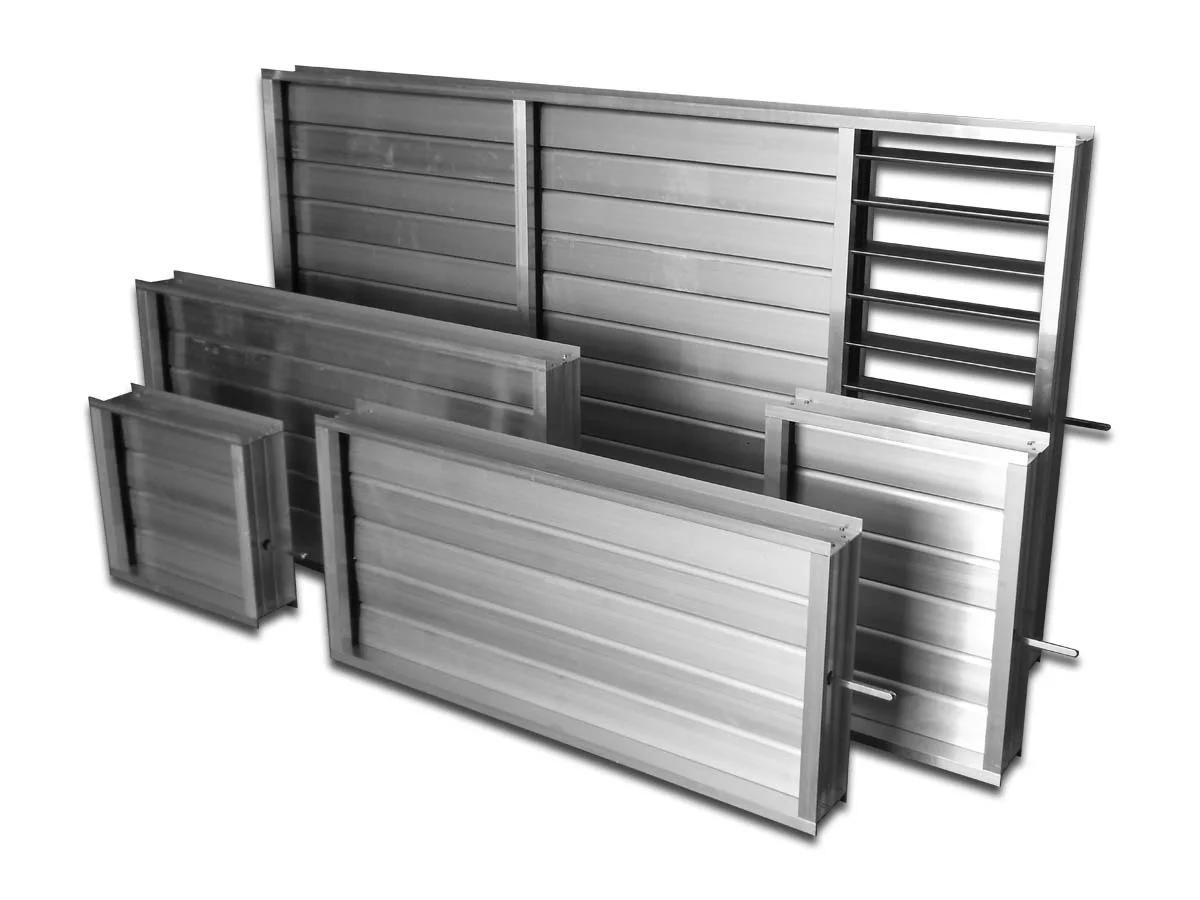 Aluminum dampers and louvers in several sizes