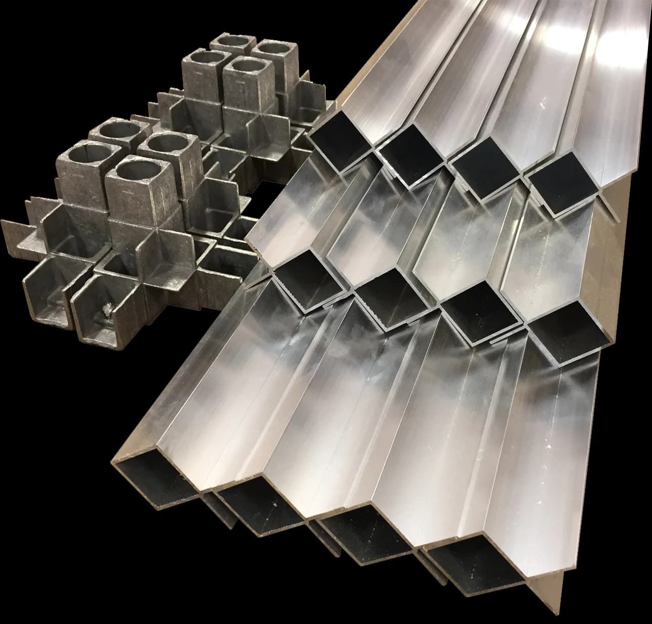 Aluminum extrusions and die-cast corner connectors